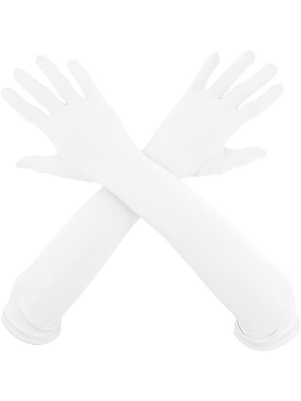 Women's White 18" Elbow Length Stretchy Costume Bridesmaids Spandex Gloves